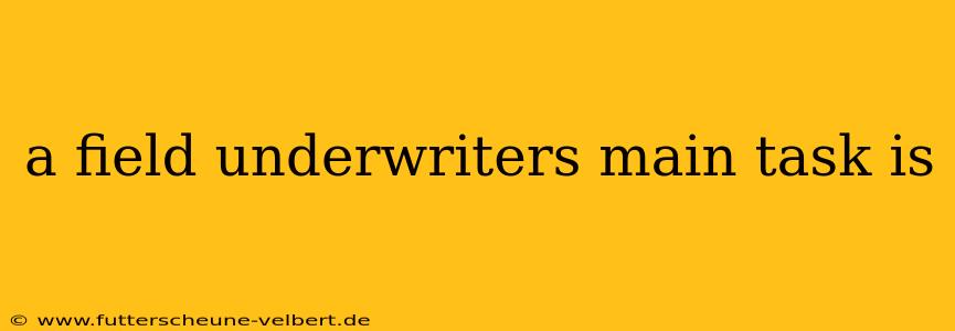a field underwriters main task is