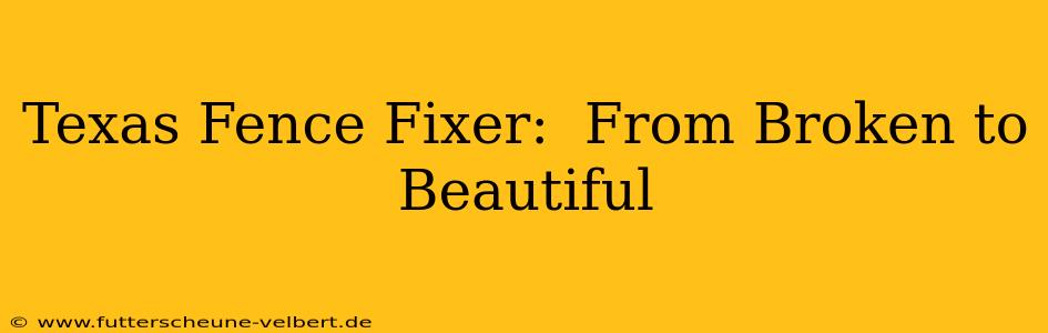 Texas Fence Fixer:  From Broken to Beautiful